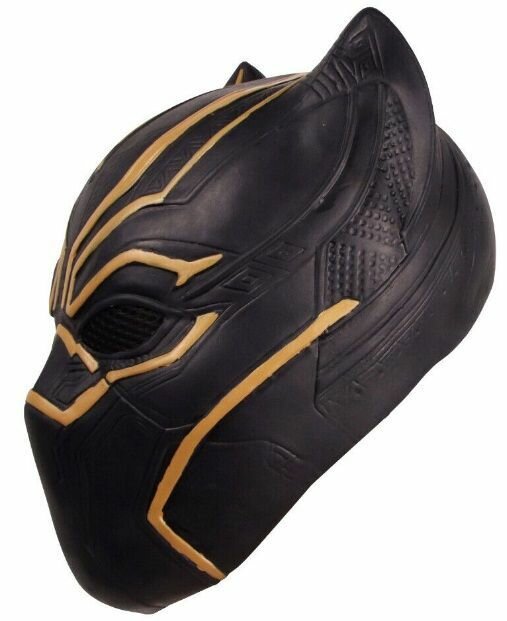 Маска Чёрной пантеры с золотистыми вставками — фото 1