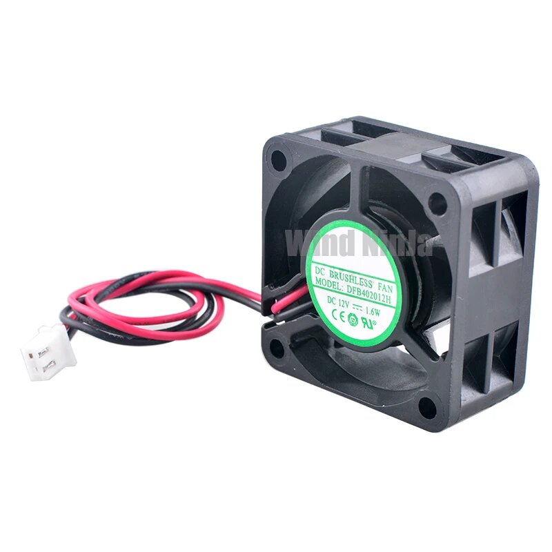 DFB402012H Осевой вентилятор 4 см X 40 мм с двумя шарикоподшипниками 16 Вт 12 В постоянного тока 7500 об/мин 2-контактный охлаждающий вентилятор для источника питания 1U размер 40x40x20 мм Фиксированных цветов Черный