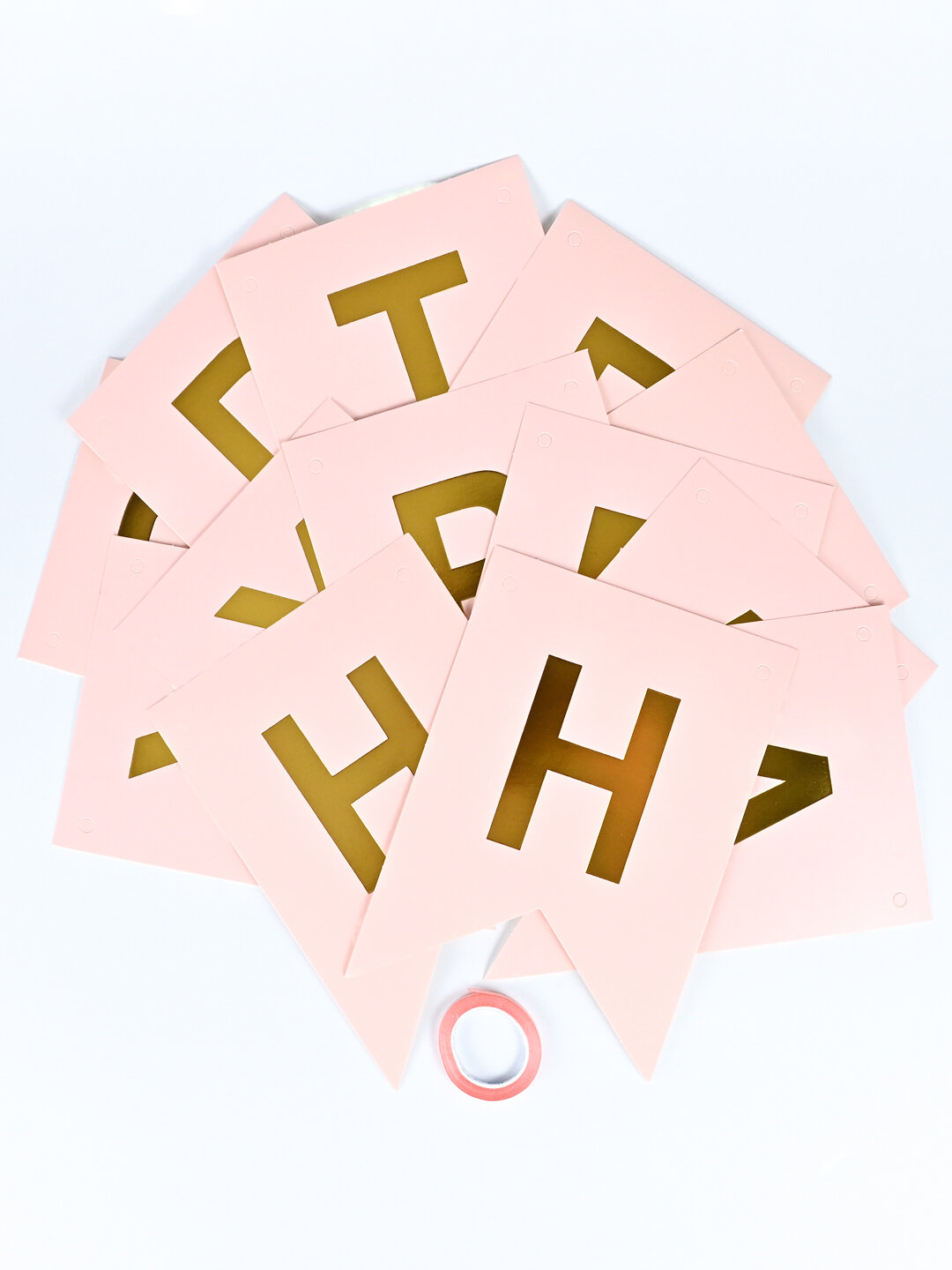 Гирлянда-флажки "Happy Birthday", картон, для помещения, конфетный — фото 1