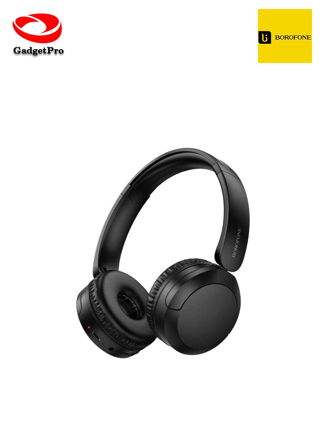 Беспроводные наушники Borofone BO37: Bluetooth 5.3, стильный дизайн, для спорта и музыки, Черный.