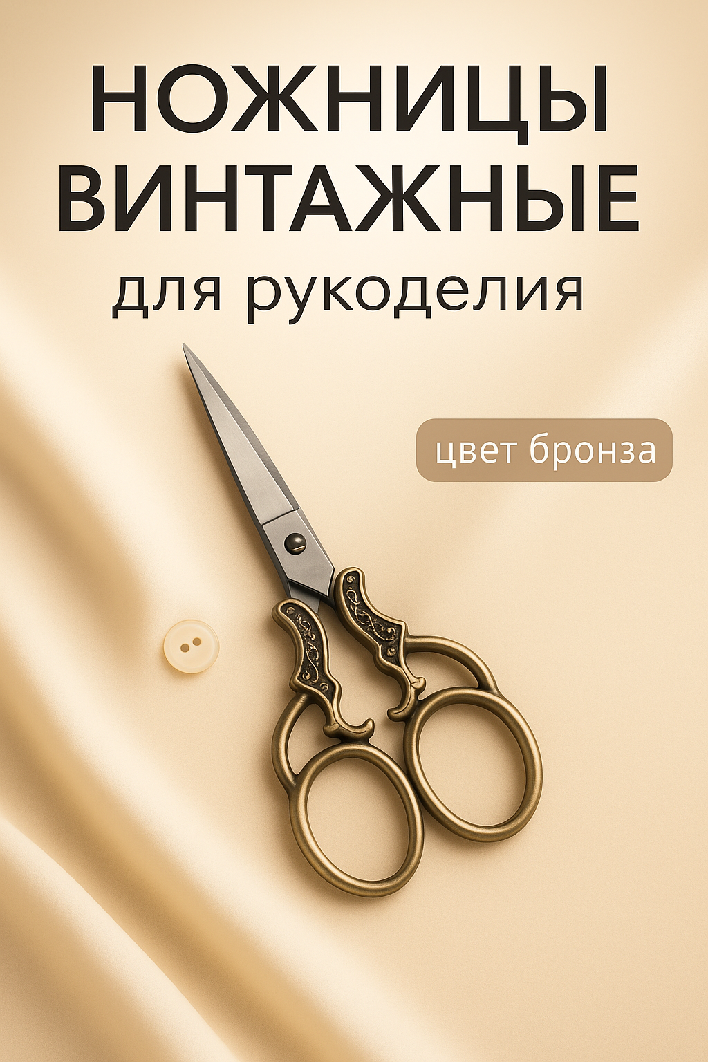 Ножницы винтажные для рукоделия бронзовые декоративные COLOR Si