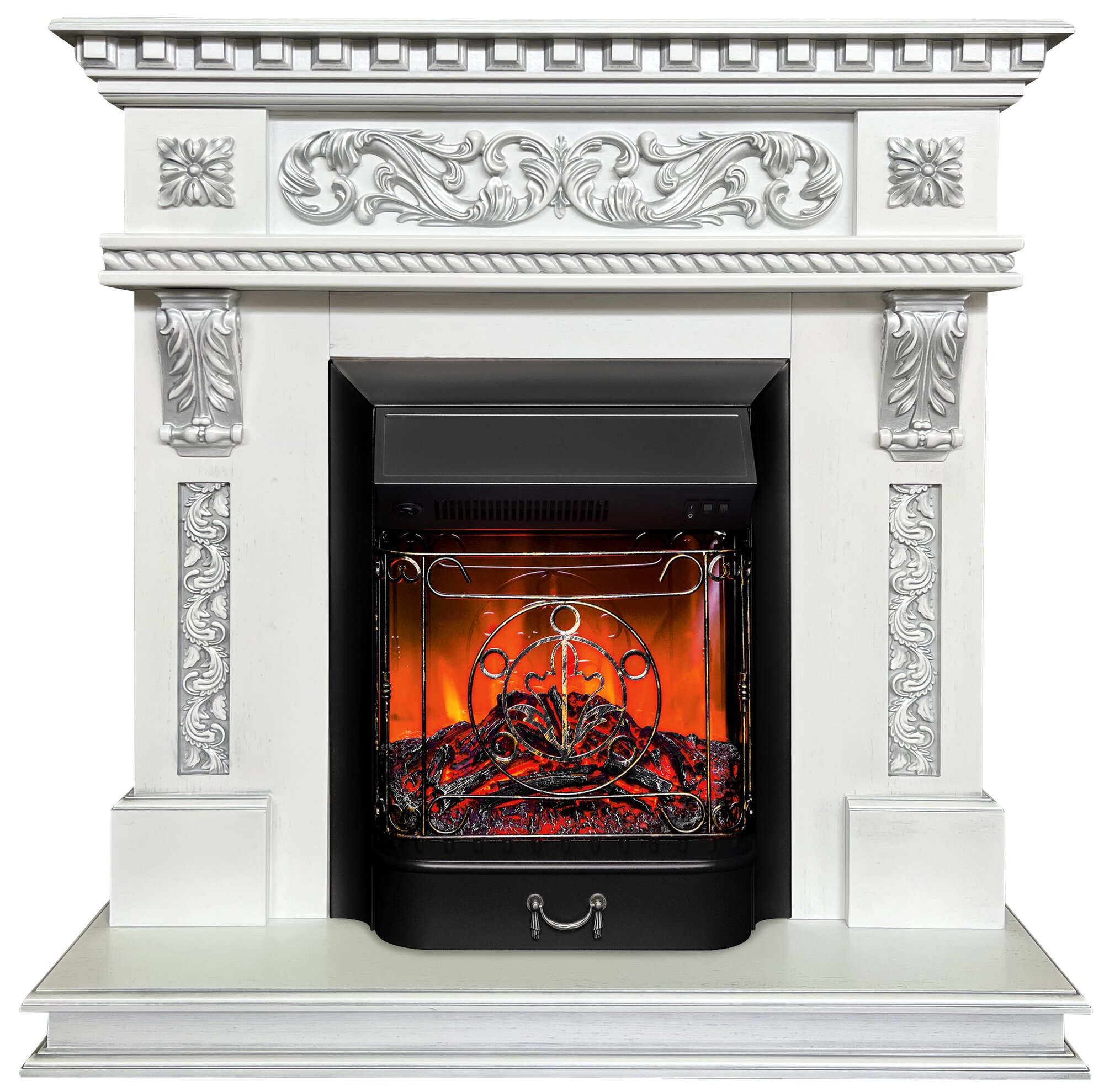 Электрокамин Florence с очагом Majestic Lux Black обогрев звуковые эффекты (камин электрический)