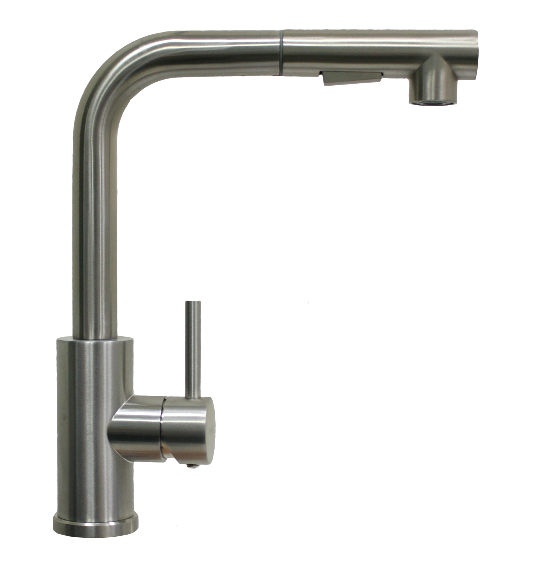 Смеситель NAVAQ однорукий д/кухни с выдв. изливом, мат. черный, нерж. сталь, бок. ручка