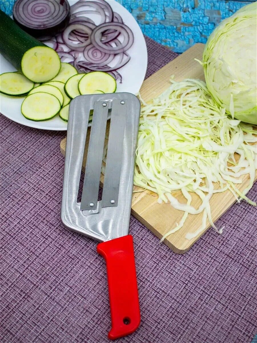 Шинковка для капусты от ГК МХТ с двумя лезвиями сталь пластиковая красная ручка
