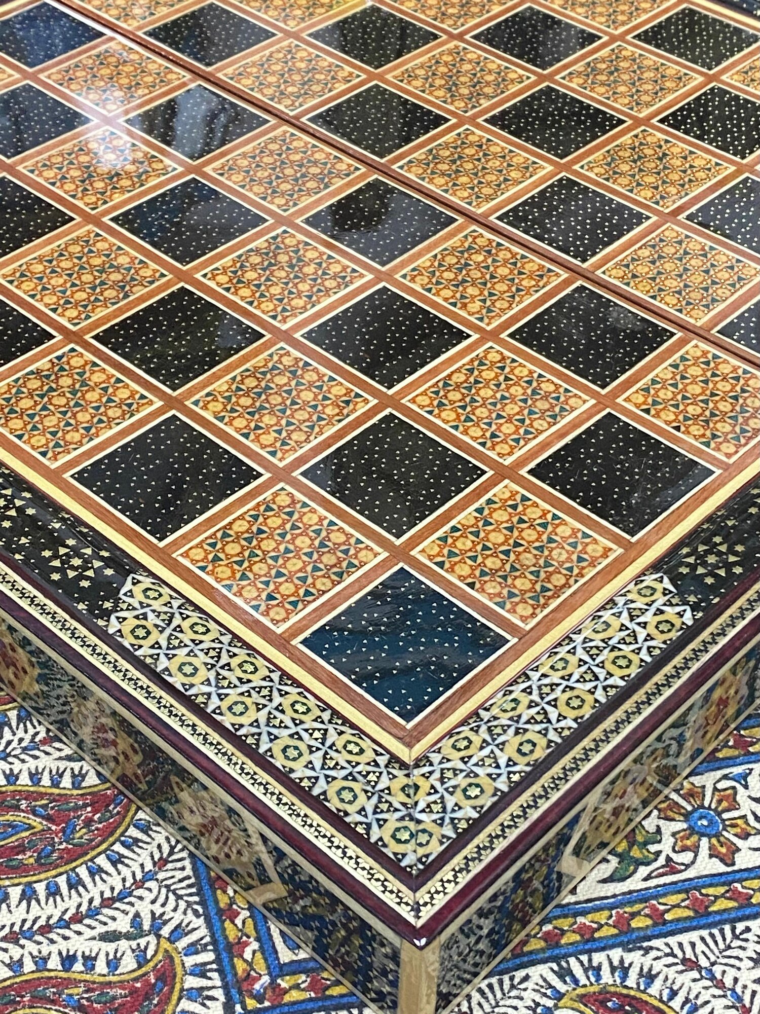 Шахматы-нарды "Хатам" Персидский базар, ручная работа, дерево и металл, 40х40 см — фото 1