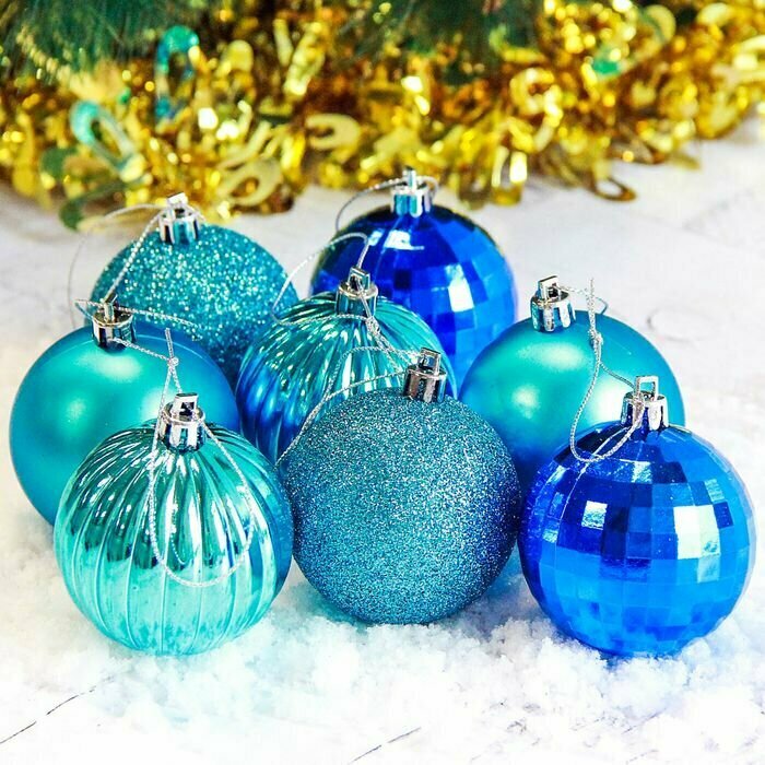 Ёлочные игрушки «Ассорти», шары новогодние, набор 8 шт, d=6 см