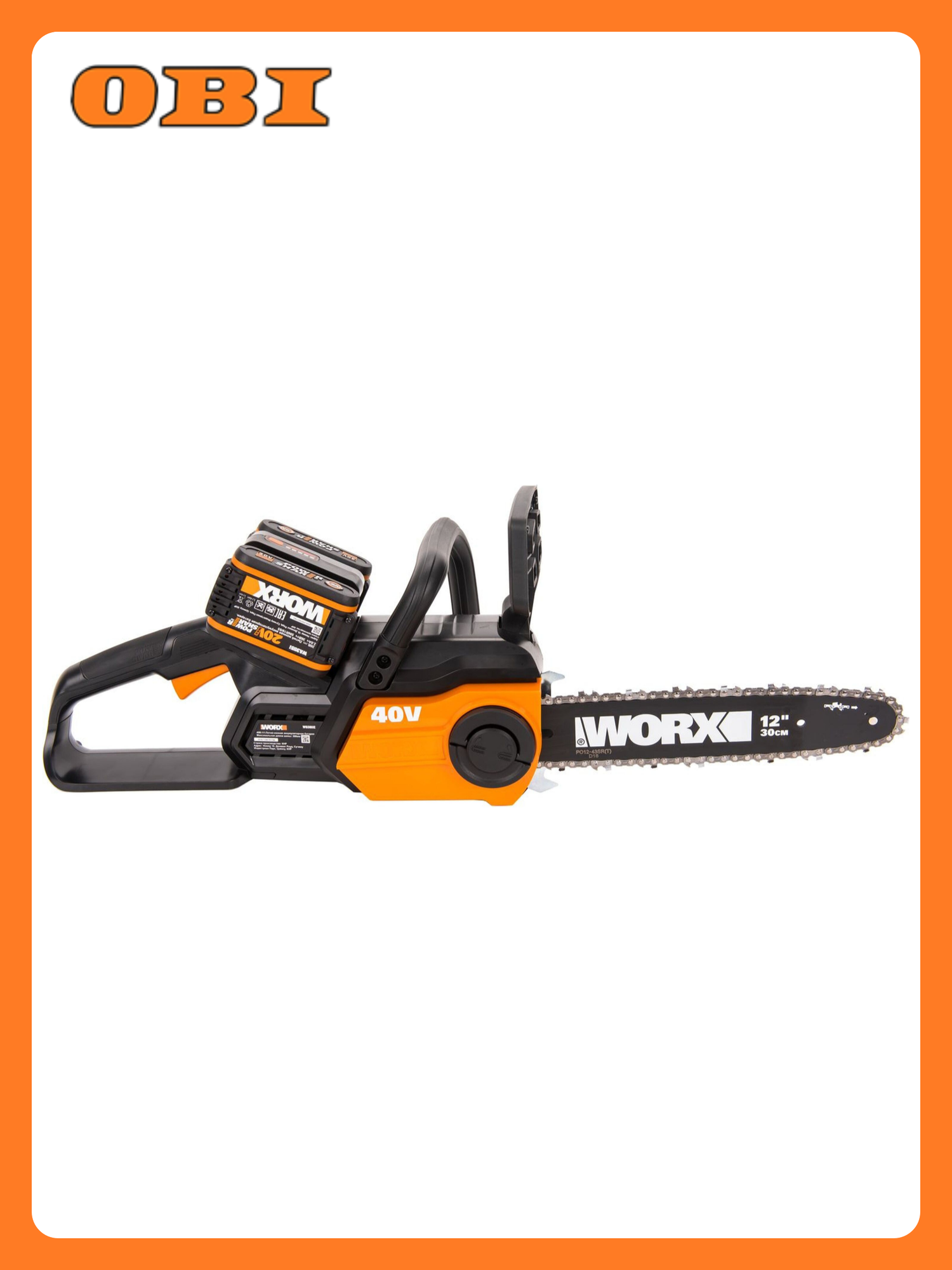 Пила цепная Worx WG381E с 2 аккумуляторами и зарядным устройством