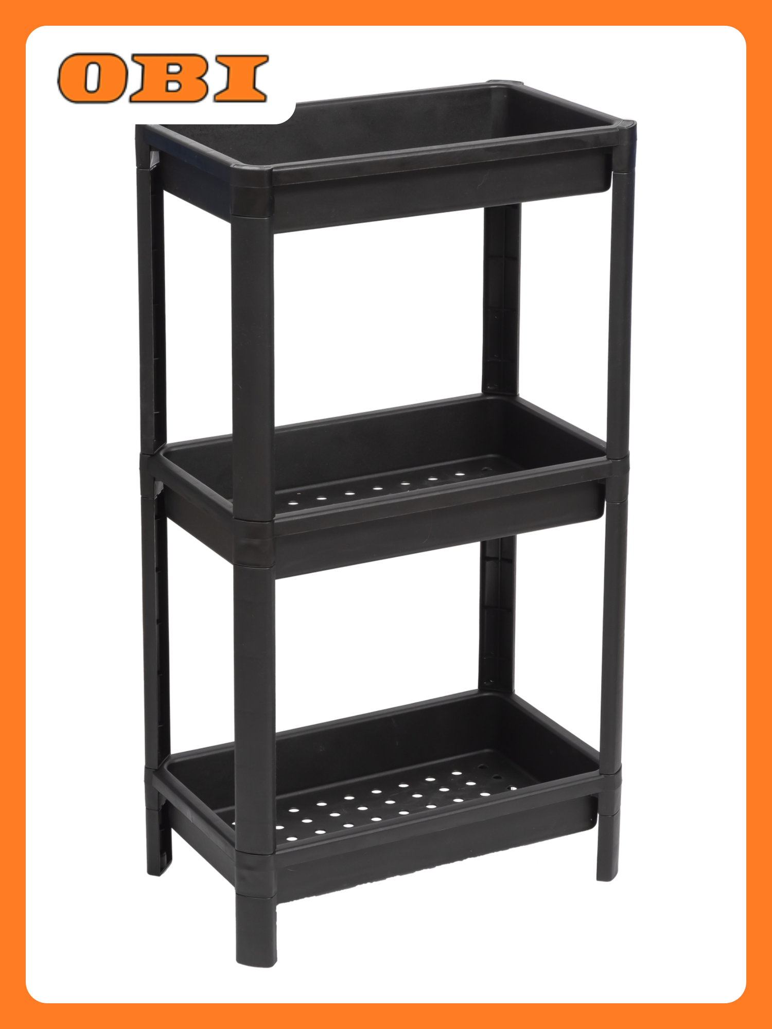 Этажерка VIKEA 3 яруса пластик черная 707 см x 39 см x 234 см