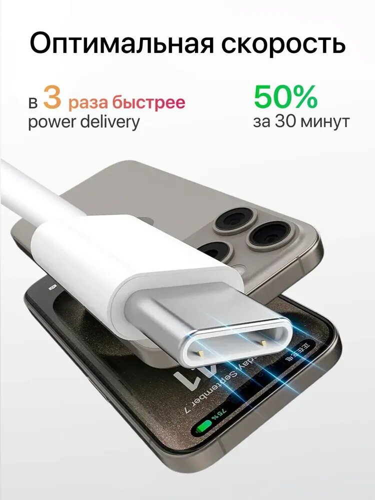 Кабель USB ORG для быстрой зарядки Samsung USB Type-C - Type-C 3A белый