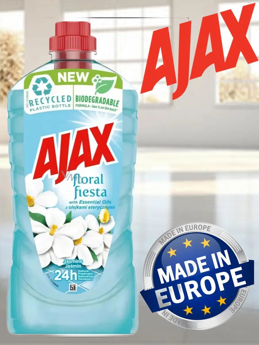  Ajax Жасмин    антибактериальное средство для мытья полов с ароматом жасмина  1 л