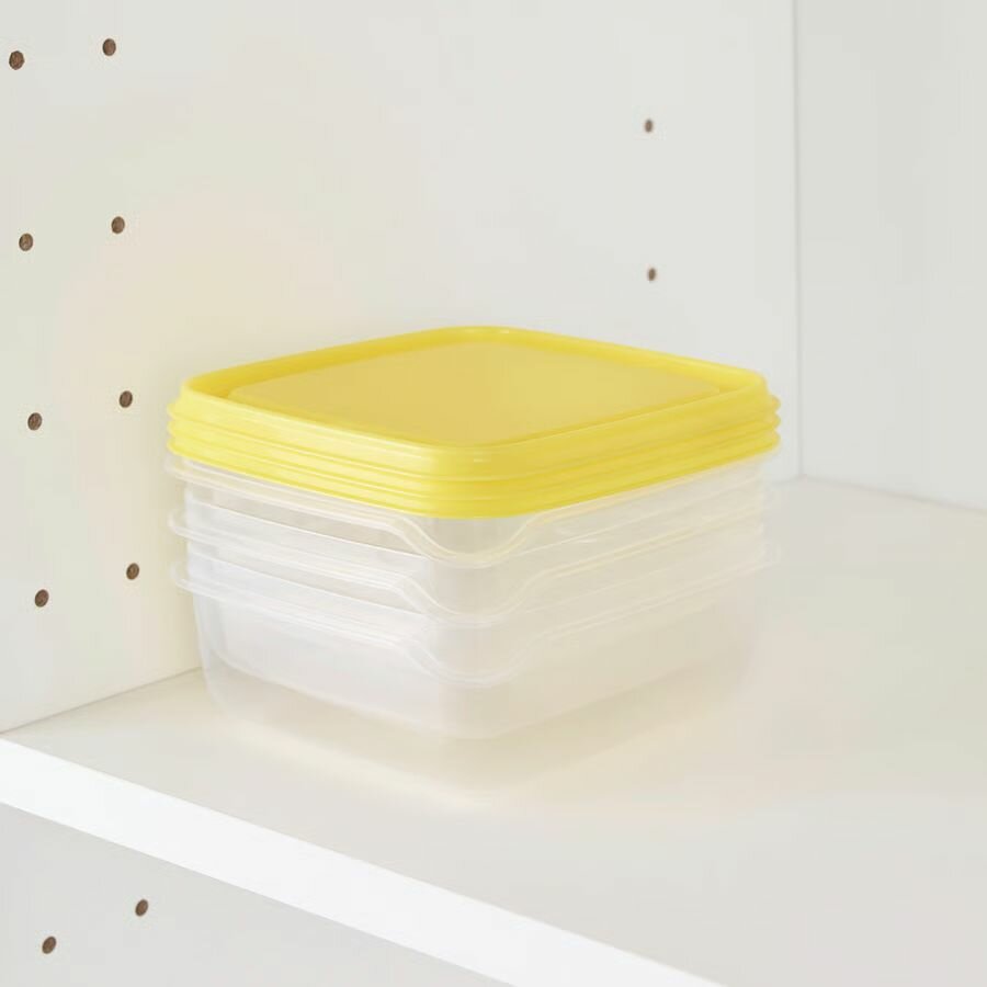 Пищевой контейнер икеа PRUTA, 3шт, 600мл, пластик — фото 1