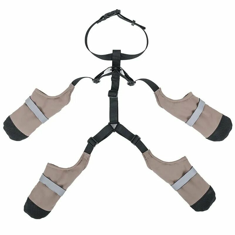 Обувь для собак на подтяжках водонепроницаемый и устойчивый к падениям xаки разме XL