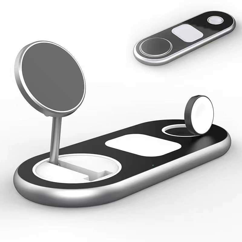 4-в-1 беспроводная зарядная станция AW5 с LED-лампой, держателем и быстрой зарядкой