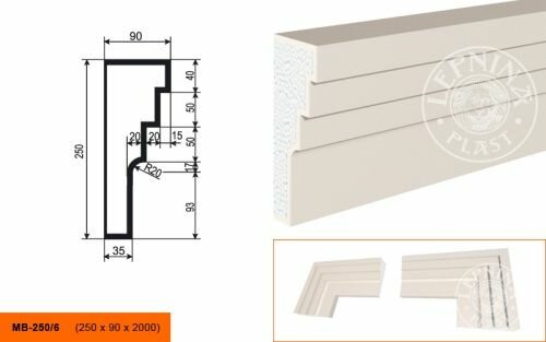 Фасадный Молдинг Lepninaplast MB-250/6 В250хШ90хД2000 мм / Лепнинапласт.
