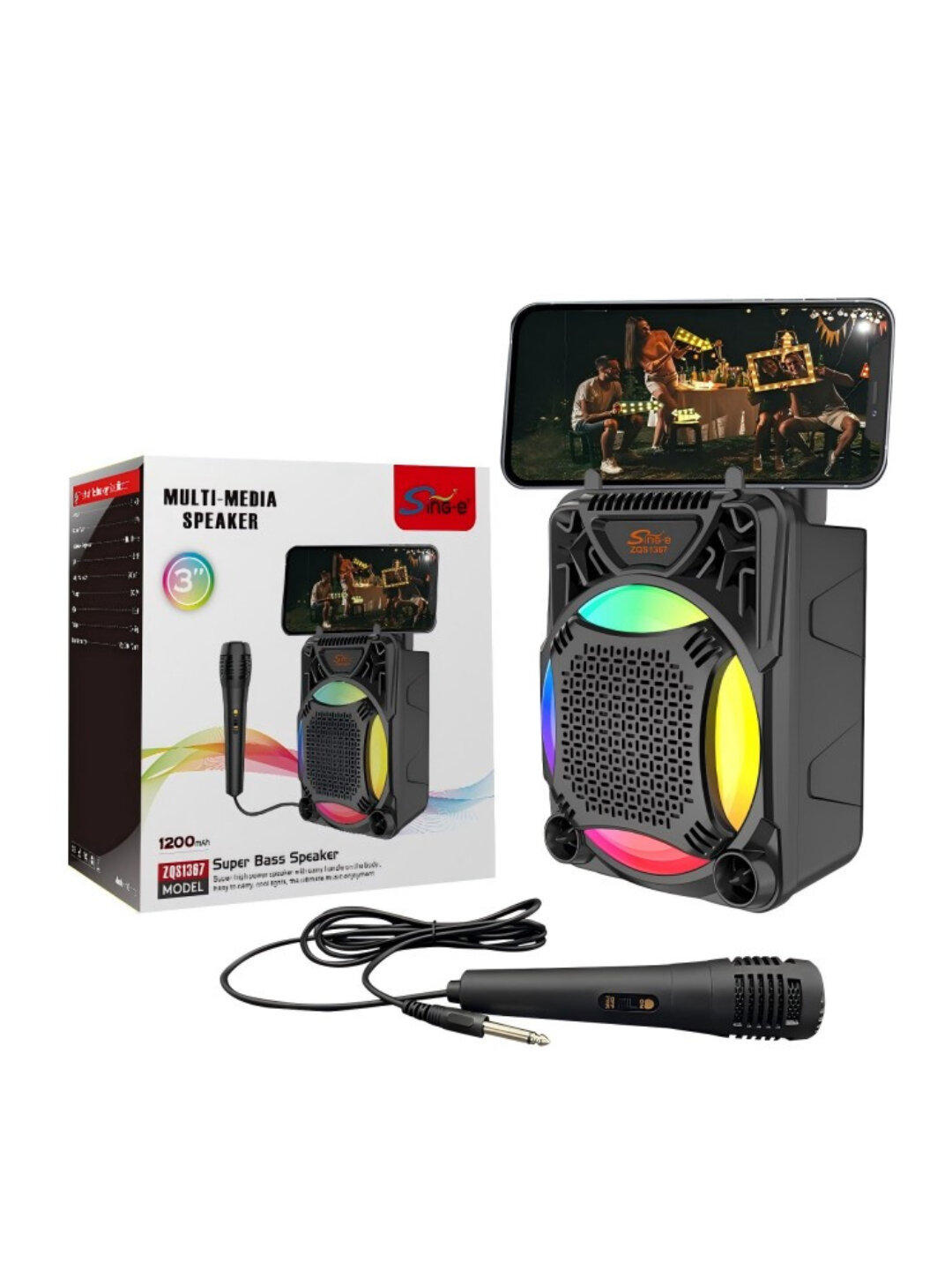 Караоке-колонка Sing-e "ZQS13167", с микрофоном, Bluetooth 5.0, 5Вт