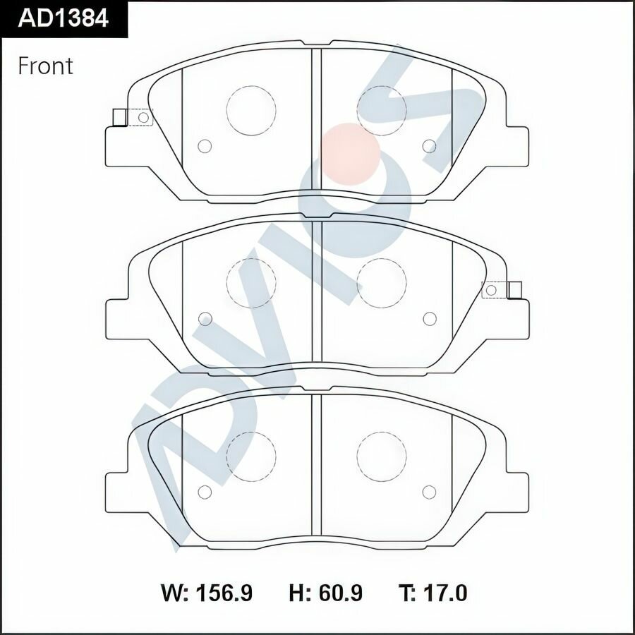 Колодки тормозные дисковые керамика, oem 58101-2BA10 арт AD1384