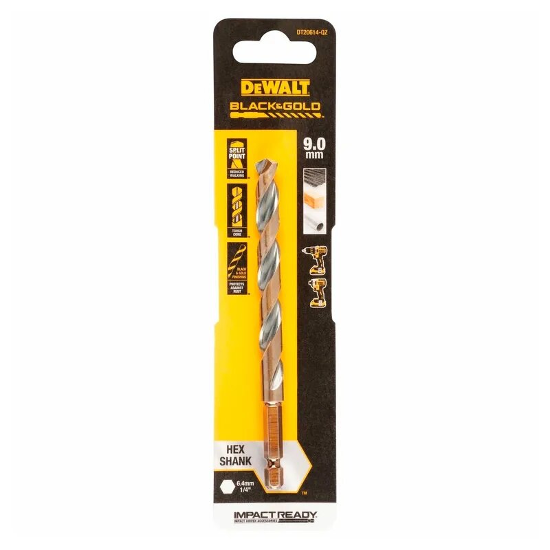 Сверло по металлу DeWALT EXTREME IMPACT Black&Gold 9х126мм DT20614-QZ