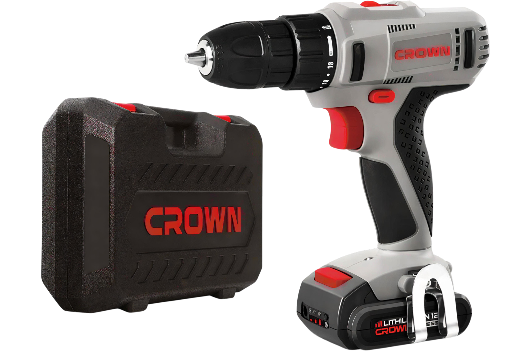 Дрель-шуруповерт CROWN CT21052LHBMC, 2 аккумуляторная, Li-Ion, 1500 мА·ч