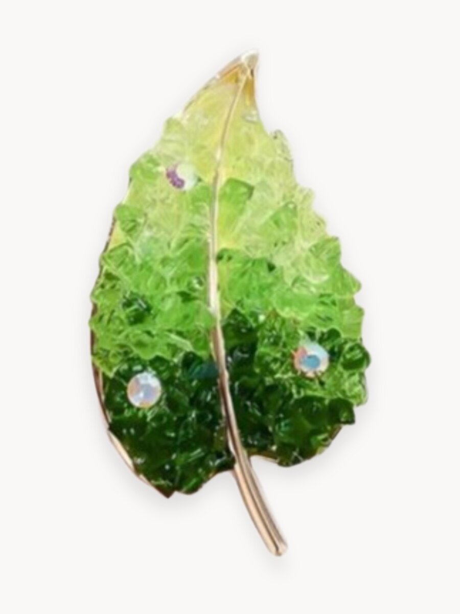 Брошь, зеленый, золотой