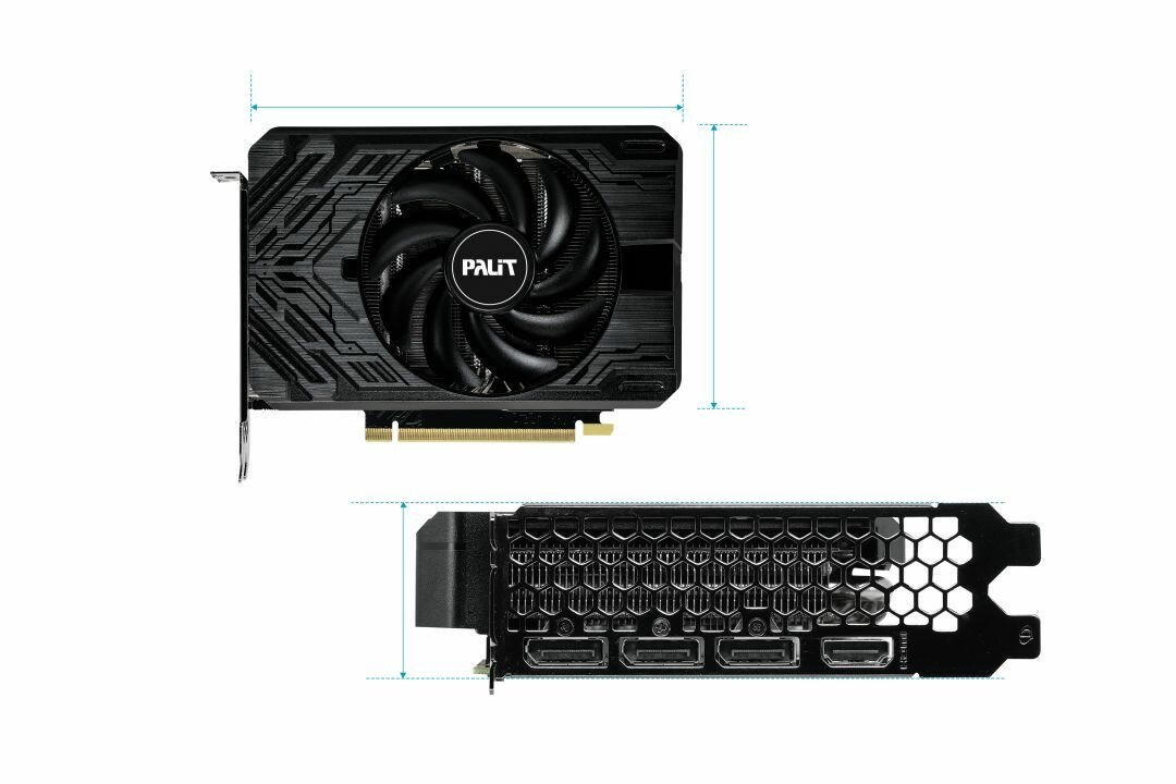 Видеокарта Palit GeForce RTX 4060Ti STORMX, 8GB, 170мм, 3 выхода DisplayPort, HDMI