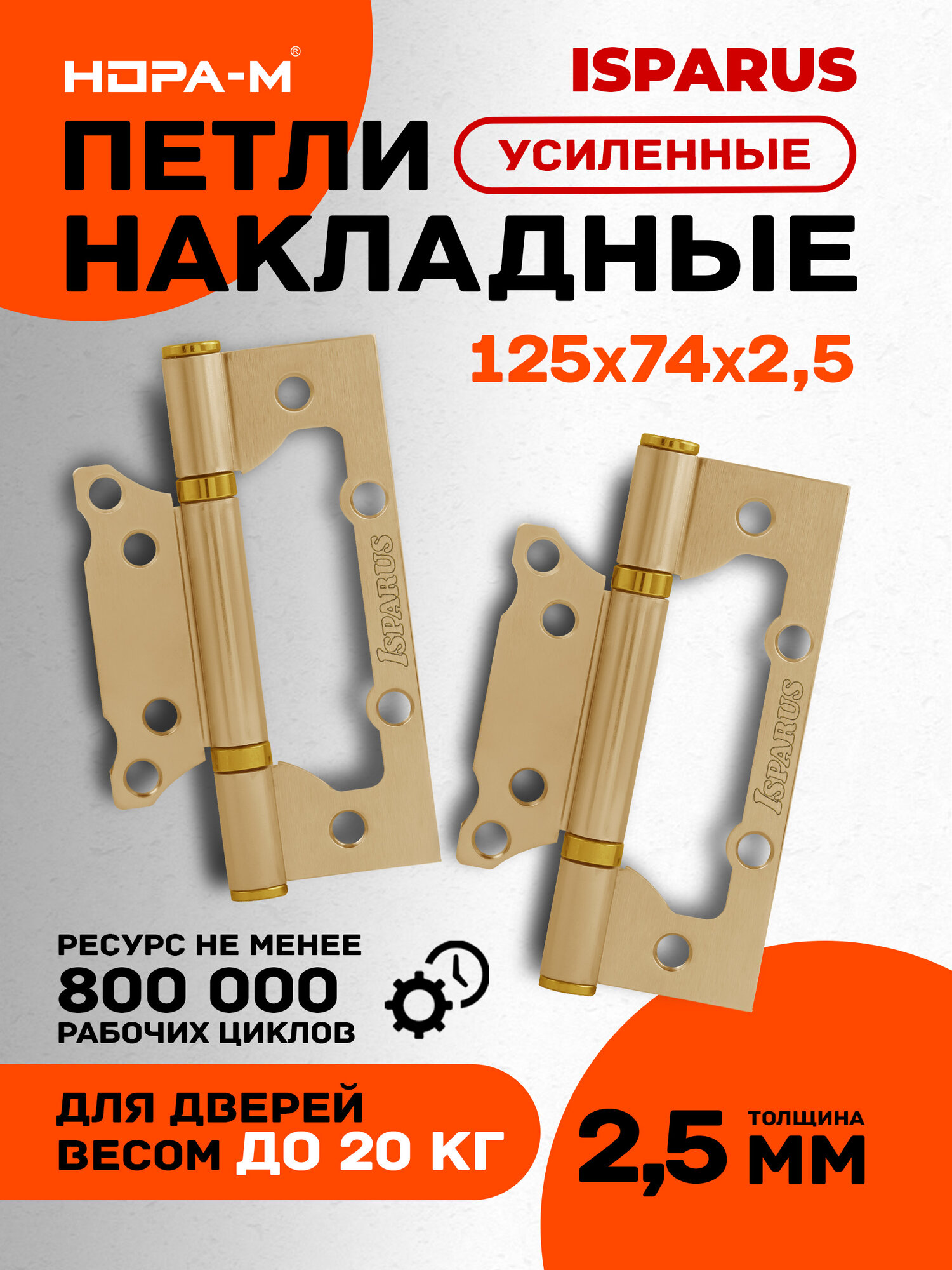 Петли дверные 2 шт. Нора-м Isparus 800-5