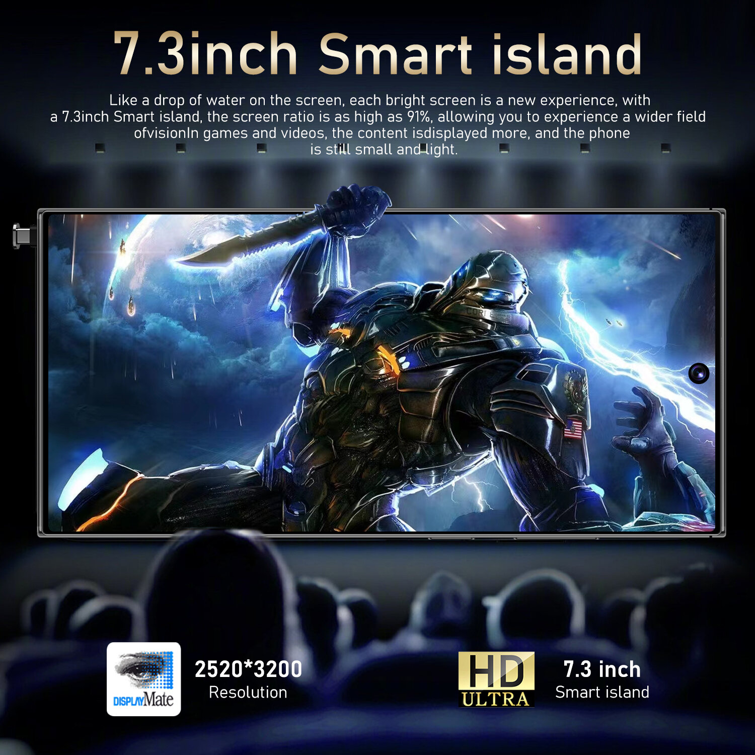 Смартфон S24 Ultra, 7.3", 1TB, Android 14, сканер отпечатка, фронтальная камера 78MP, золото — фото 1