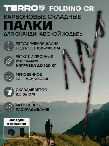 Изображение товара Палки для скандинавской ходьбы - карбоновые складные