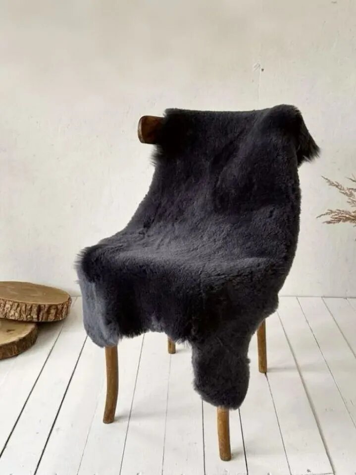 Натуральная новозеландская шкура овцы высшего сорта Shkura-Dekor Графит