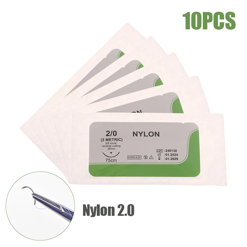 Медицинские хирургические швы KOQZM 10 шт. 75 см 2/0 3/0 4/0 Type1