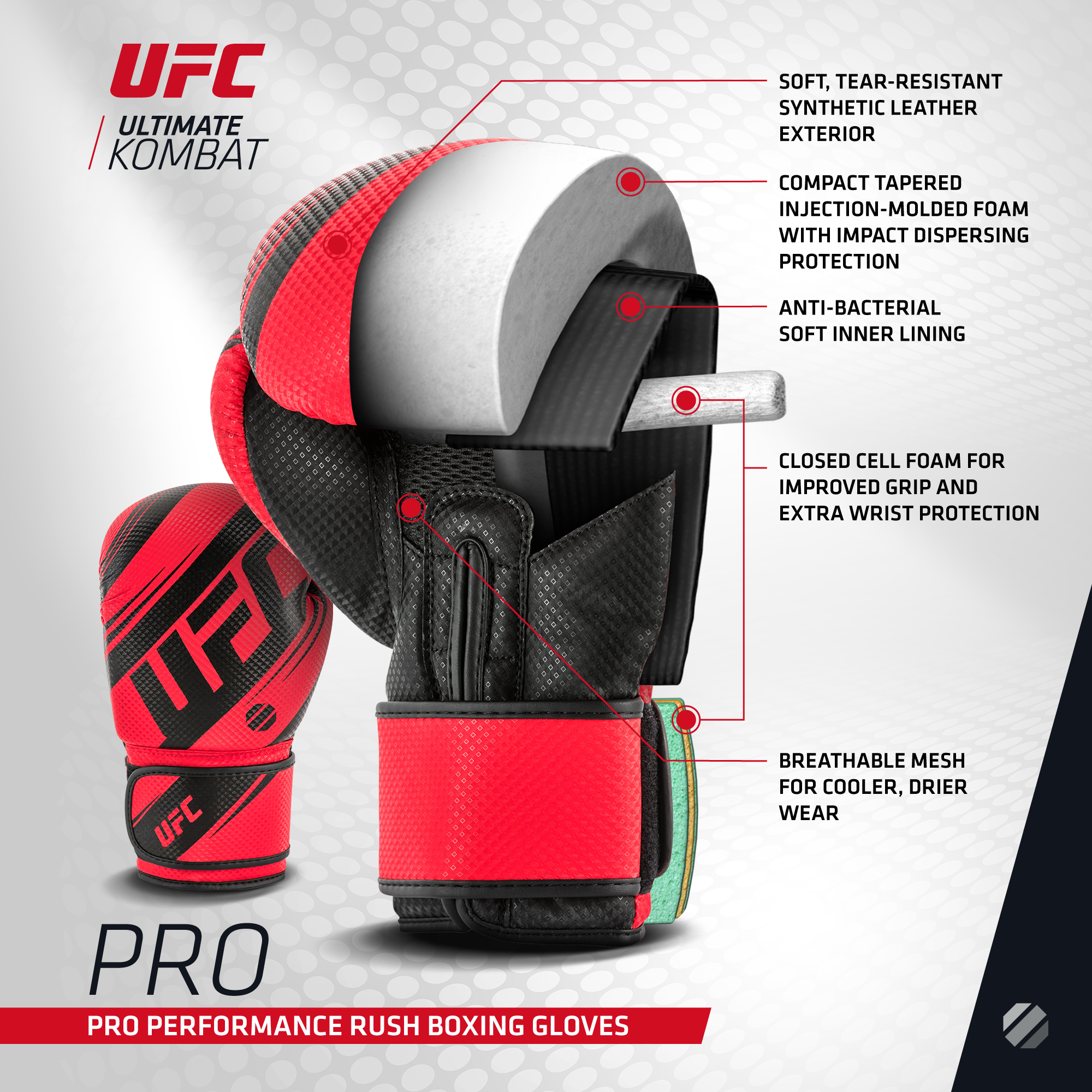 Перчатки для бокса UFC PRO Performance Rush White, 14 унций — фото 1