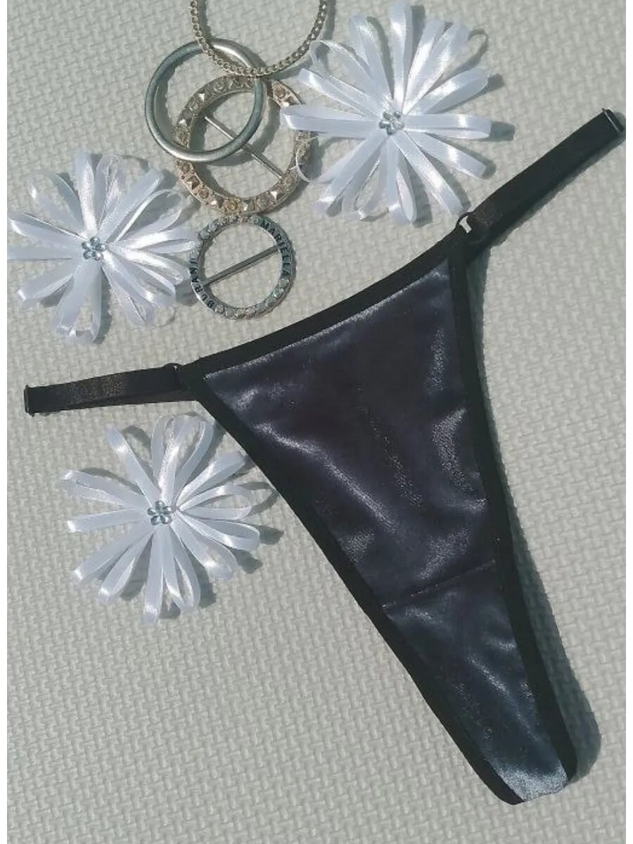 Трусы  Стринги бархат, размер 40-44, серый