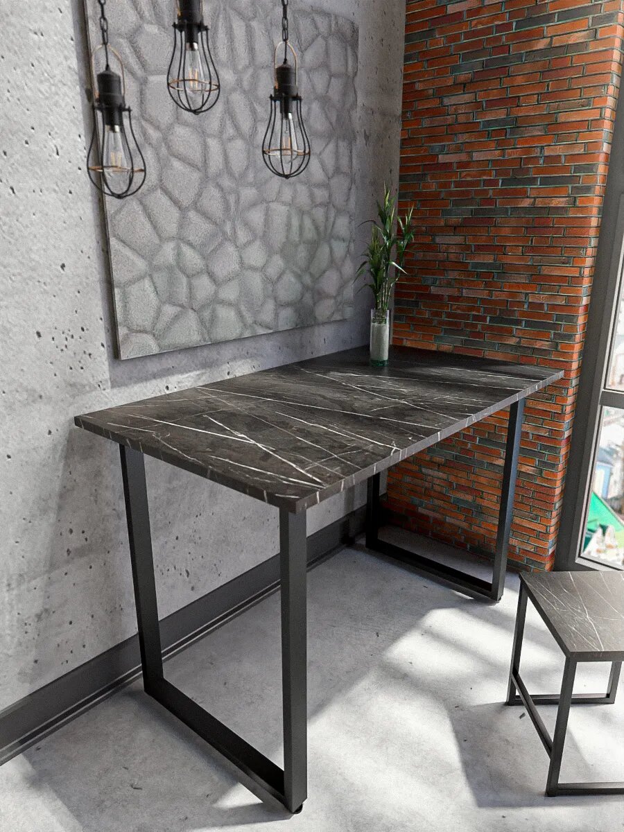 Стол POLLYTIME Loft, офисный, для кухни и офиса, ЛДСП, чёрный мрамор, 100x75x57 см