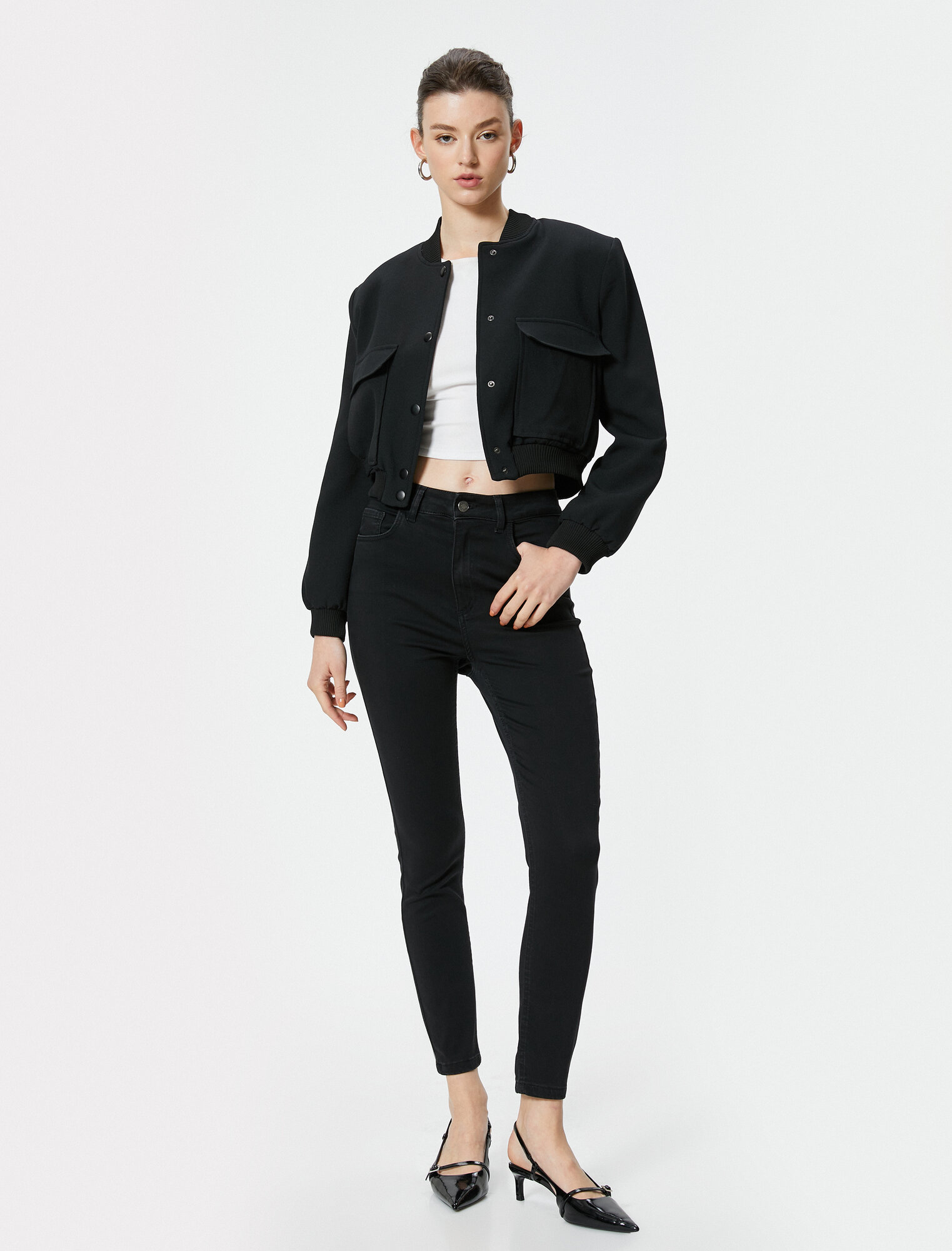 Брюки скинни KOTON, размер 44, черный