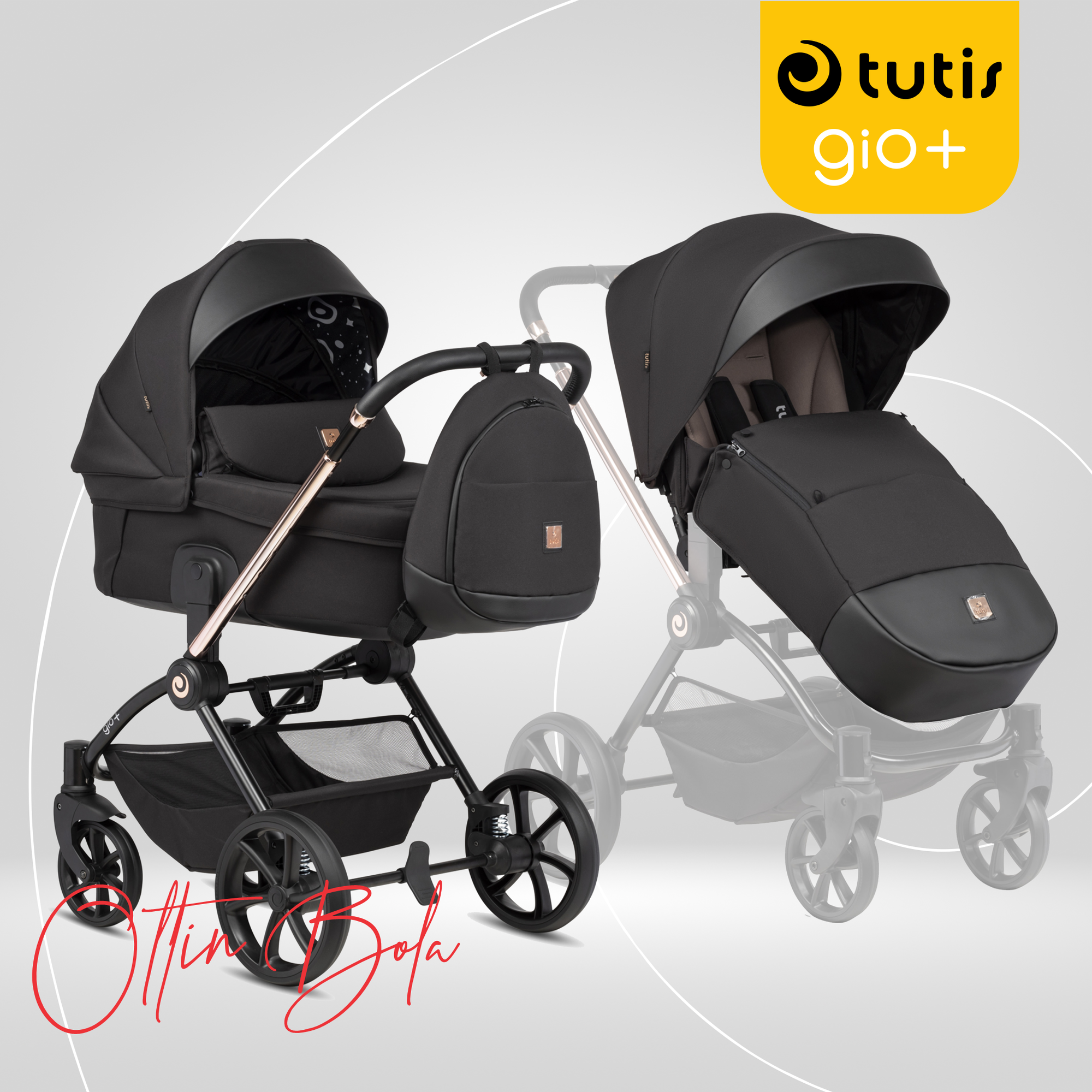 Коляска детская Tutis "GIO+", универсальная, 2 в 1, 143135 NERO