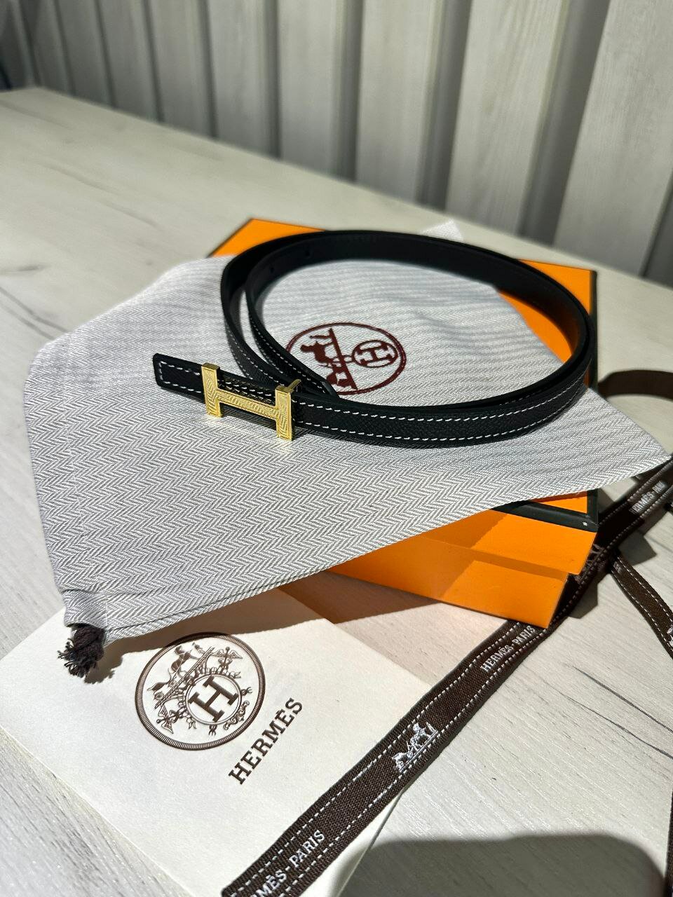 Ремень Hermes для девочек и женщин, чёрный — фото 1
