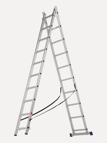 Изображение товара Лестница алюминиевая Сибртех 2х10 ступеней, 150 кг максимальная нагрузка, двухсекционная, 97910