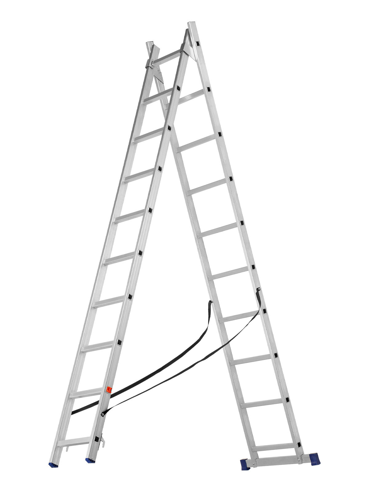 Лестница алюминиевая Сибртех 2х10 ступеней 150 кг максимальная нагрузка двухсекционная 97910