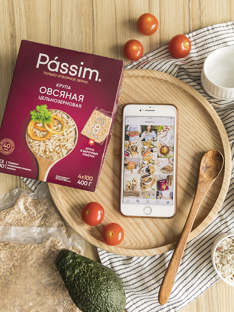 Овсяная крупа PASSIM цельнозерновая отборная, в пакетиках для варки, 400 г — фото 1