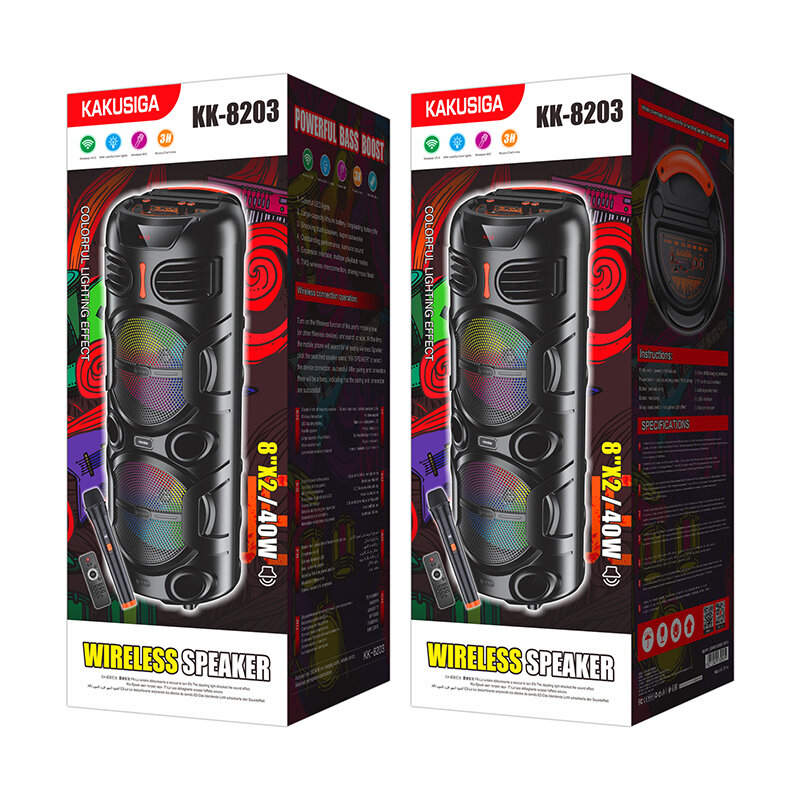 Портативная Bluetooth колонка KAKUSIGA KK-8203, мощная, черная