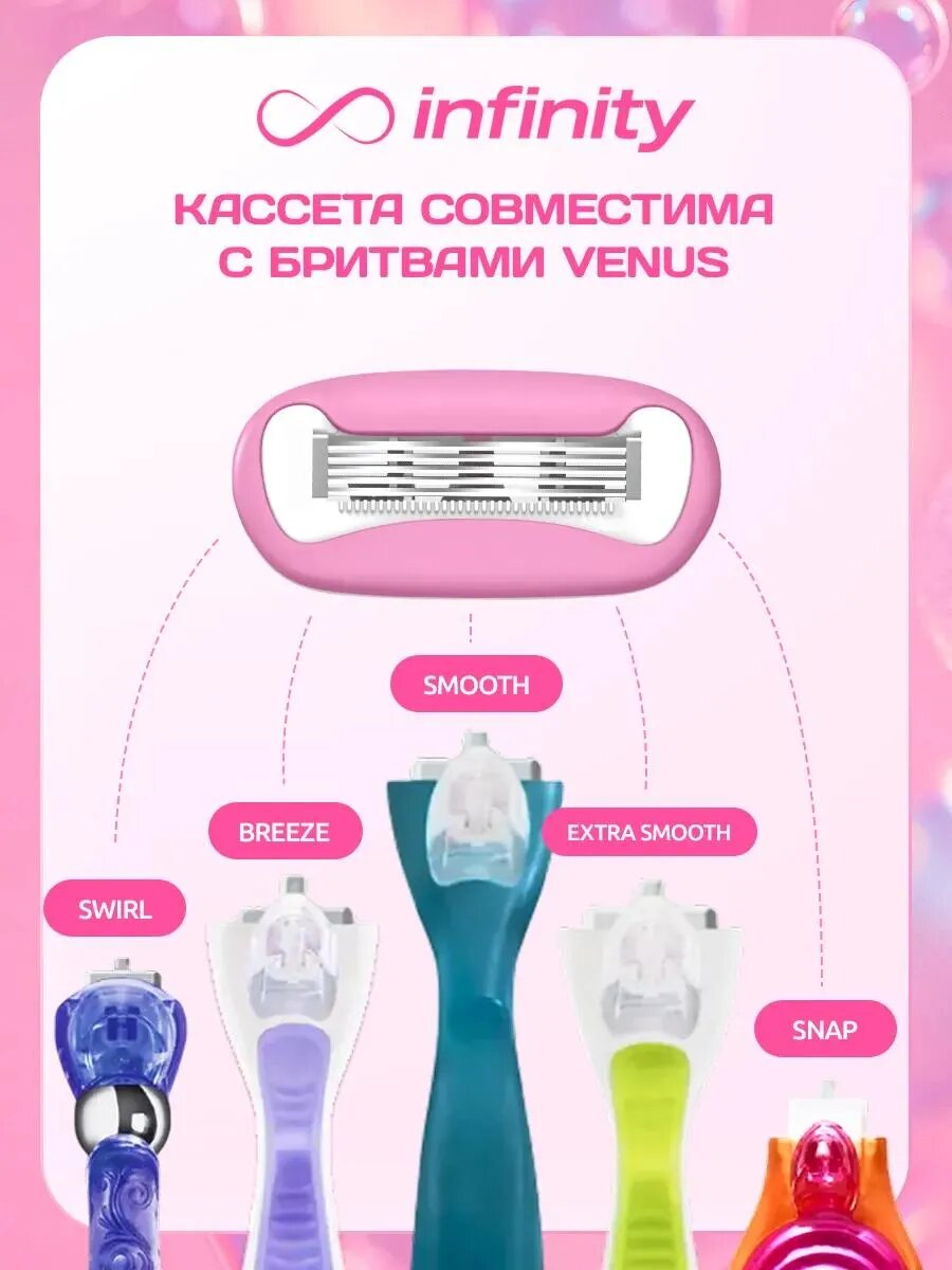 Сменные кассеты INFINITY BubbleGum 6 шт, совместимы с VENUS, для чувствительной кожи — фото 1