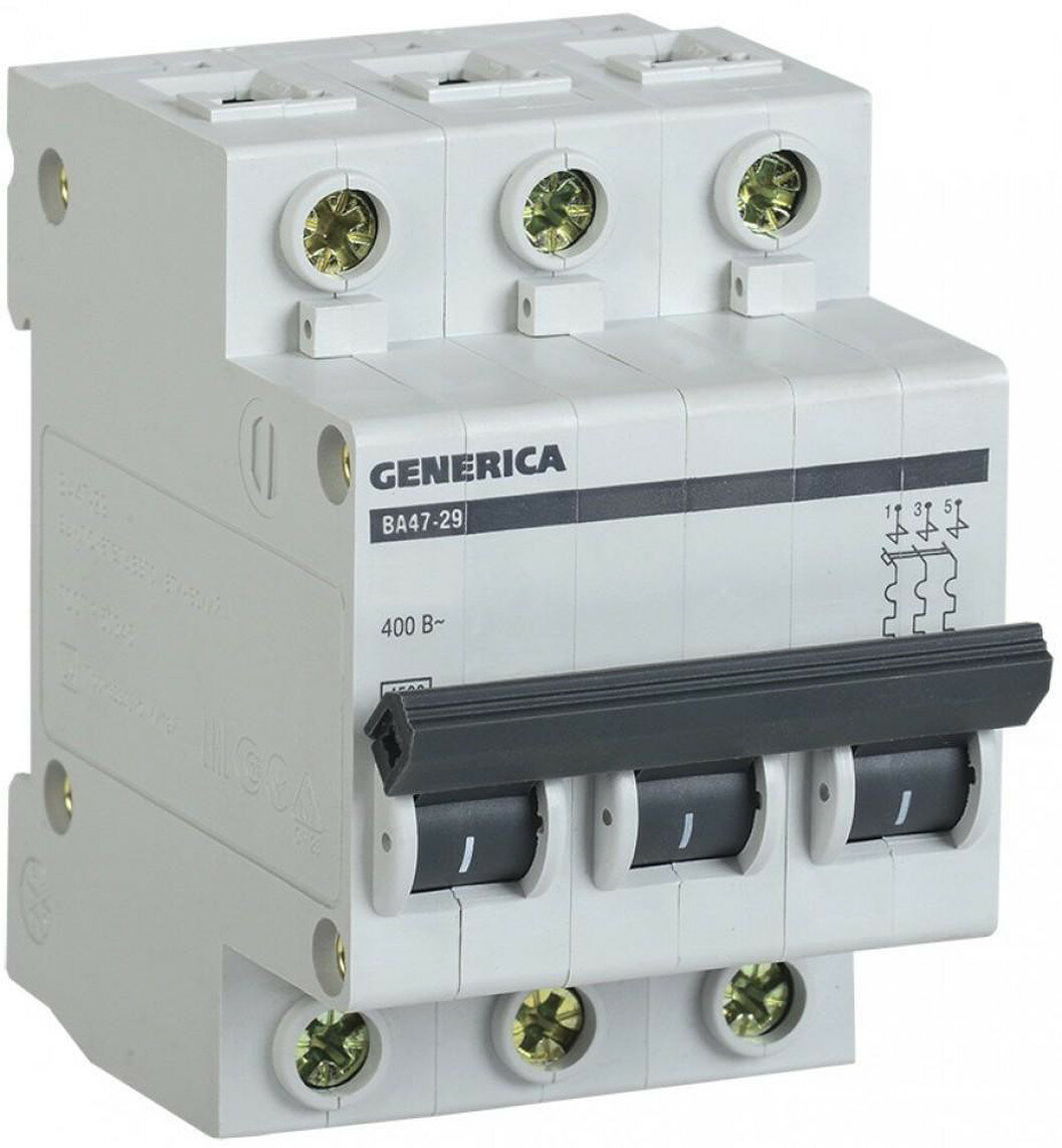 Выключатель автоматический Generika ВА47-29 3Р 16А 4,5кА х-ка С