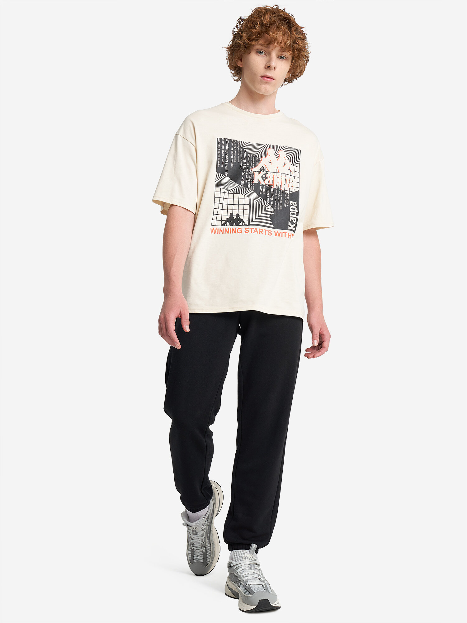 Футболка Kappa, размер 170-176, светло-бежевый — фото 1