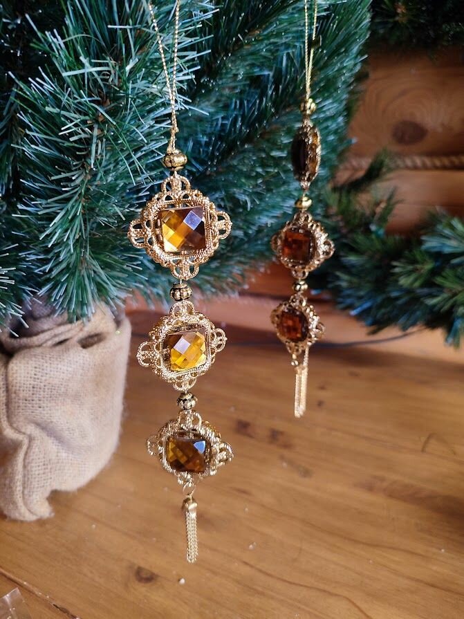 Елочные украшения Forest Market "Янтарная подвеска", акрил, 20см, 2 шт.