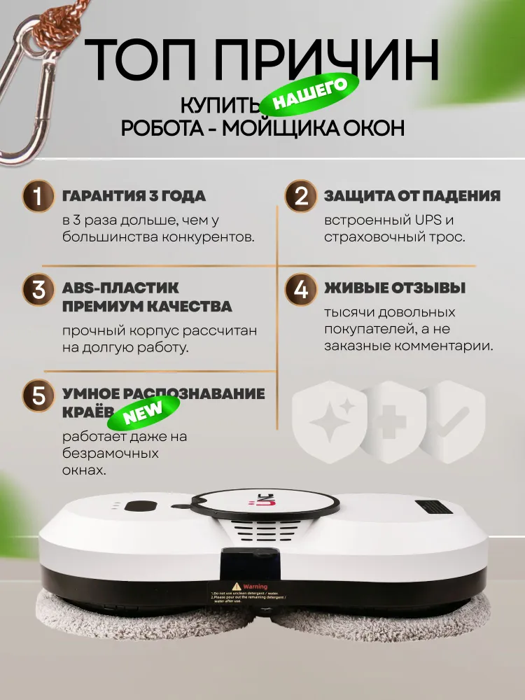 Роботы Мойщики Окон Xiaomi Робот мойщик окон с автоматическим распылением | Комплект салфеток 10 шт. | Сила всасывания 6390pa