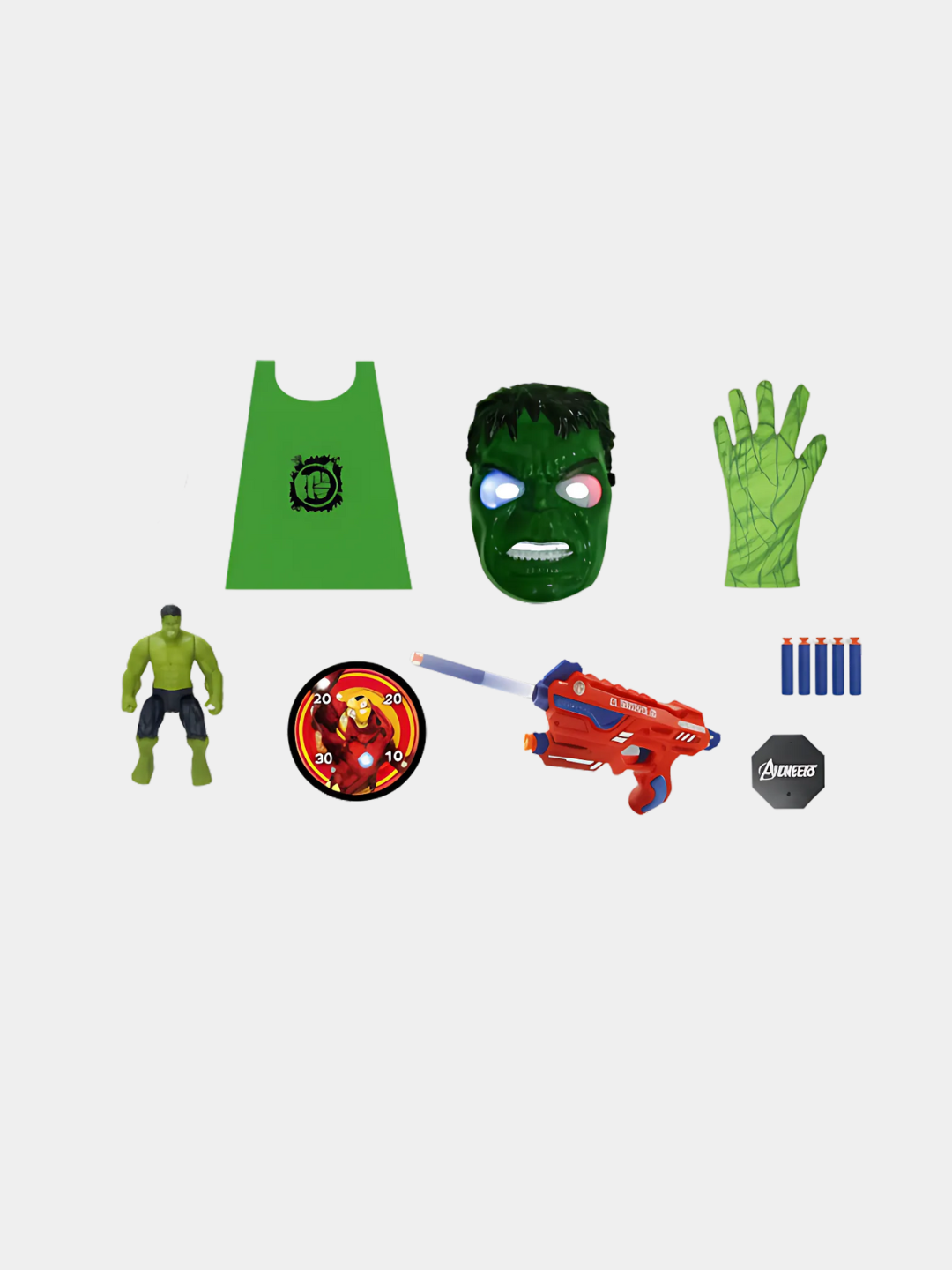 Набор супергероя 9 в 1 со светящейся маской, набор Халк, мстители — фото 1
