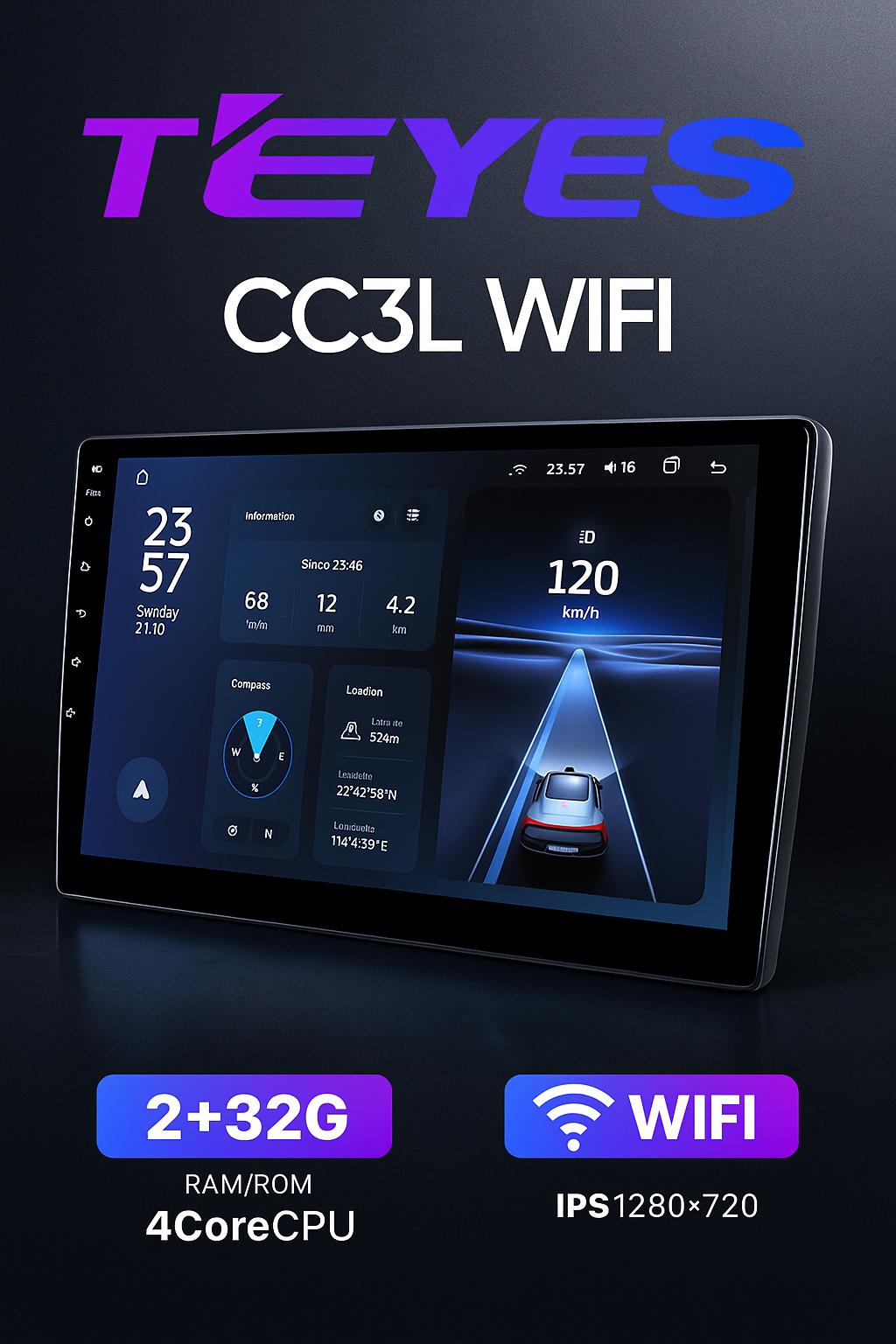 Автомобильный монитор Teyes, CC3L WiFi, 9 дюймов, для Chevrolet Cobalt