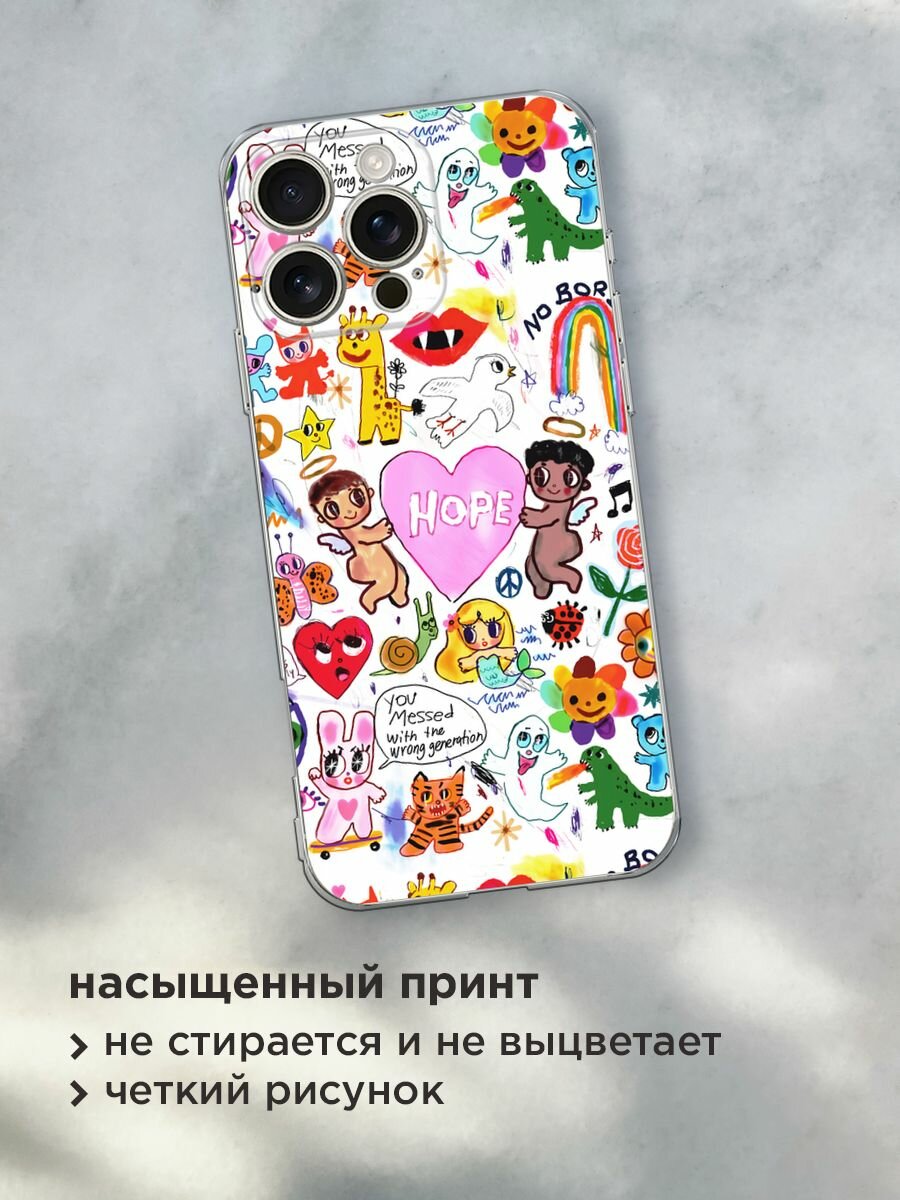 Чехол на Apple iPhone 16 Pro Max / Айфон 16 Про Макс с принтом "Милые рисунки" — фото 1