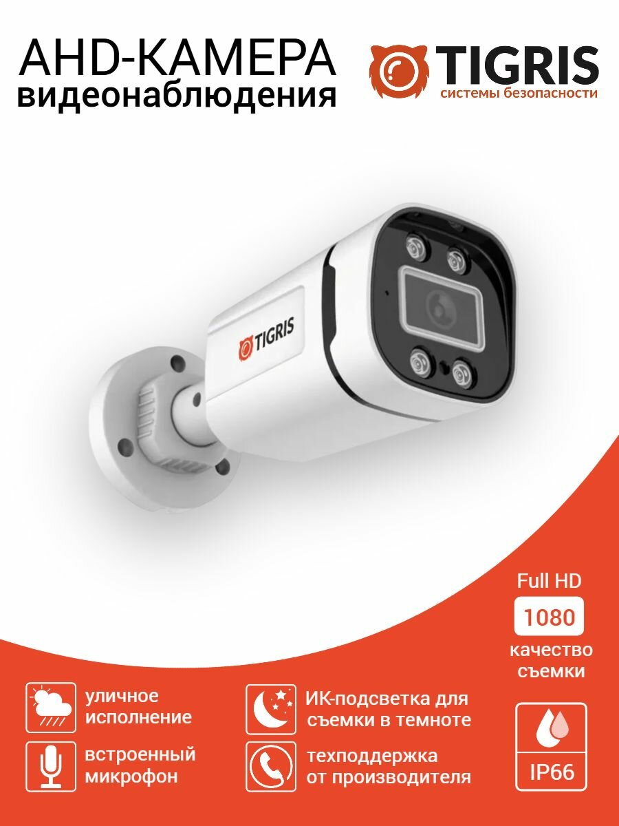 Уличная камера видеонаблюдения 2 Мп с микрофоном TGB-AS02M