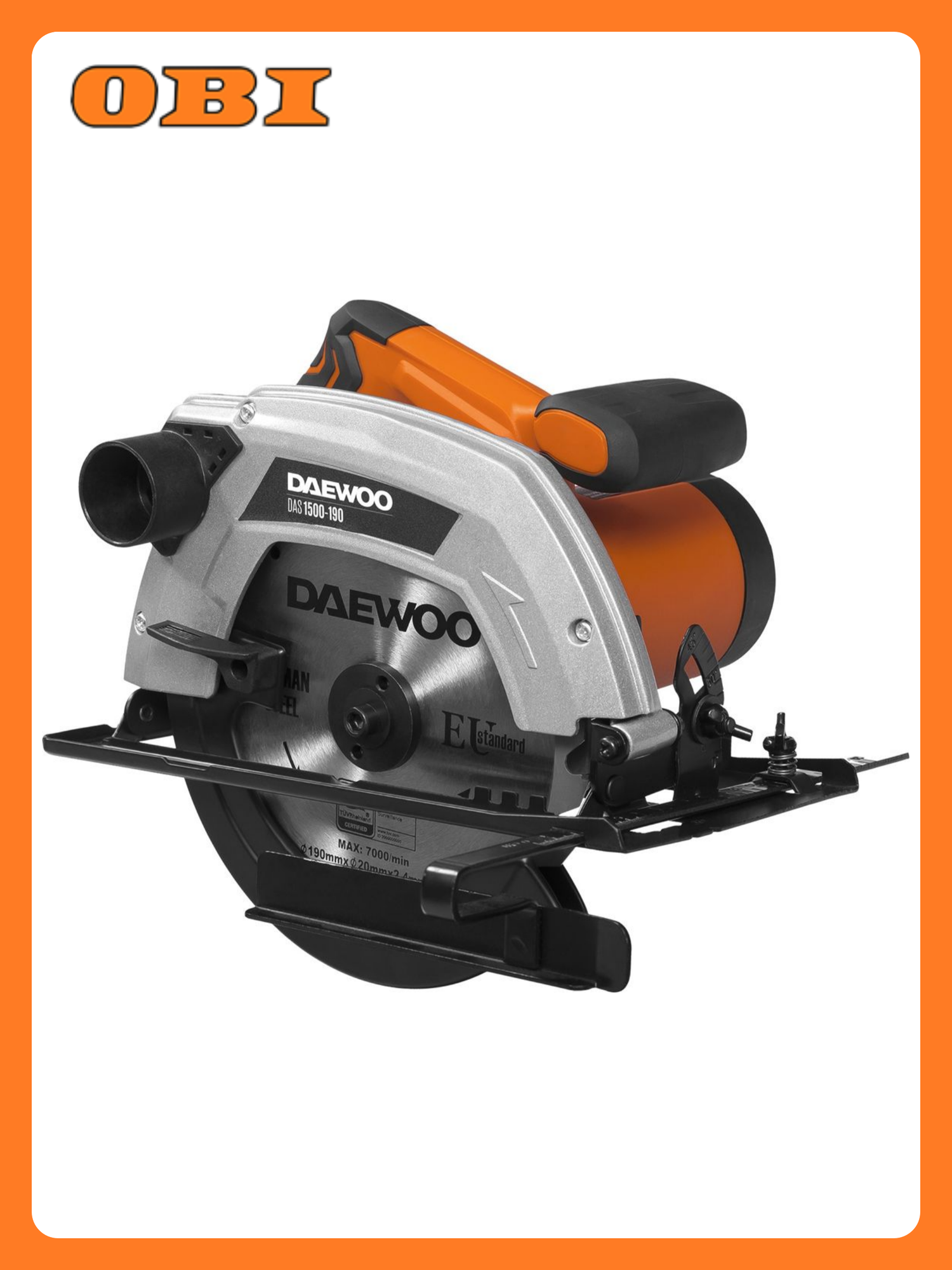 Дисковая пила DAEWOO DAS 1500-190 пила с пылесосом 190мм 1500Вт 4800об/мин