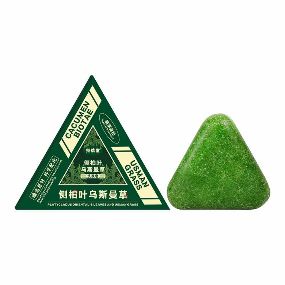 Треугольник мыло-шампунь Usman Grass Soap Caclimen, с экстрактом индиго, 150 г